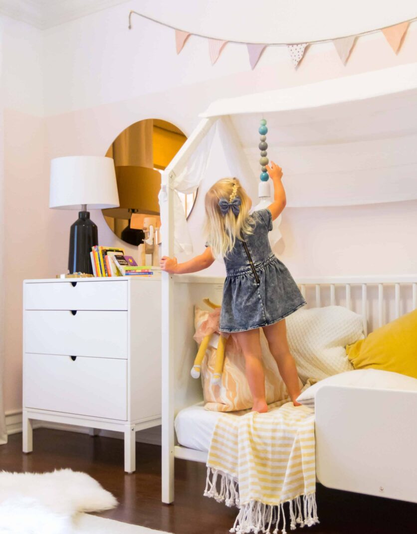 Emily Henderson_Brady Tolbert_Stokke Home_Nursery_Kids Room_Pink_Boho_Scandinavian_Modern_White_Pink_Blush_4